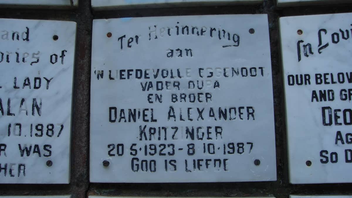 KRITZINGER Daniel Alexander 1923-1987