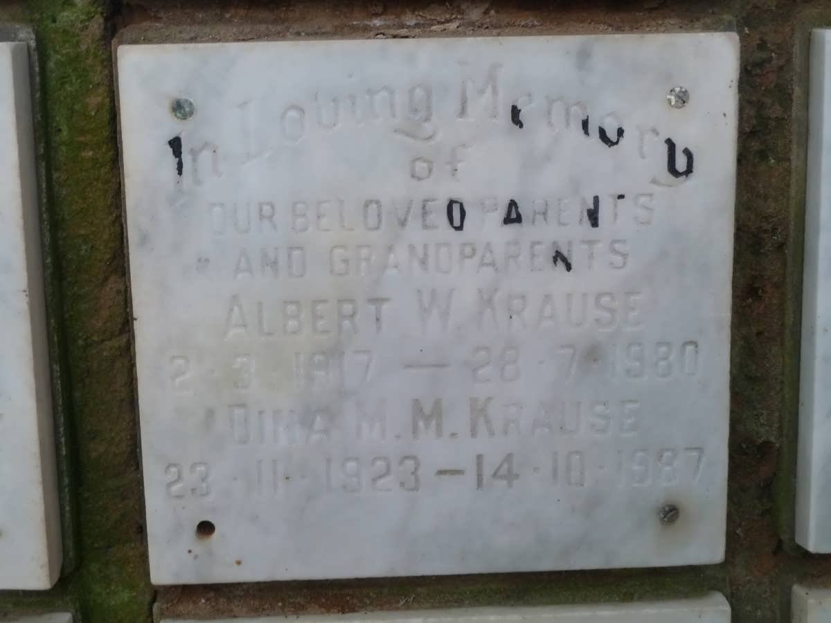 KRAUSE Albert W. 1917-1980 &amp; Dina M.M. 1923-1987
