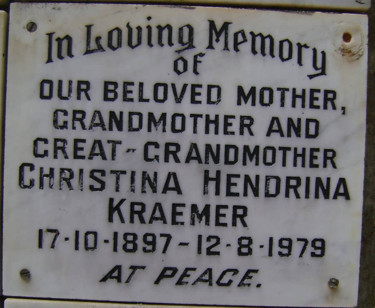 KRAEMER Christina Hendrina 1897-1979