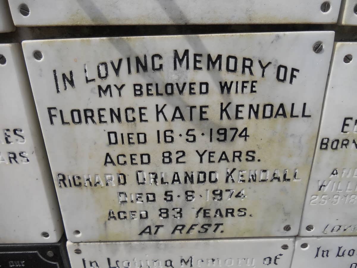 KENDALL Richard Orlando -1974 &amp; Florence Kate -1974