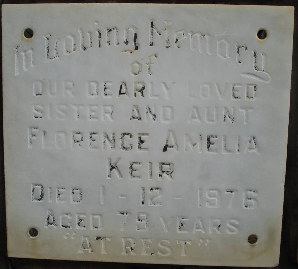 KEIR Florence Amelia -1976