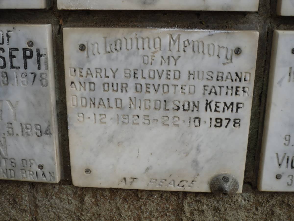 KEMP Donald Nicolson 1925-1978