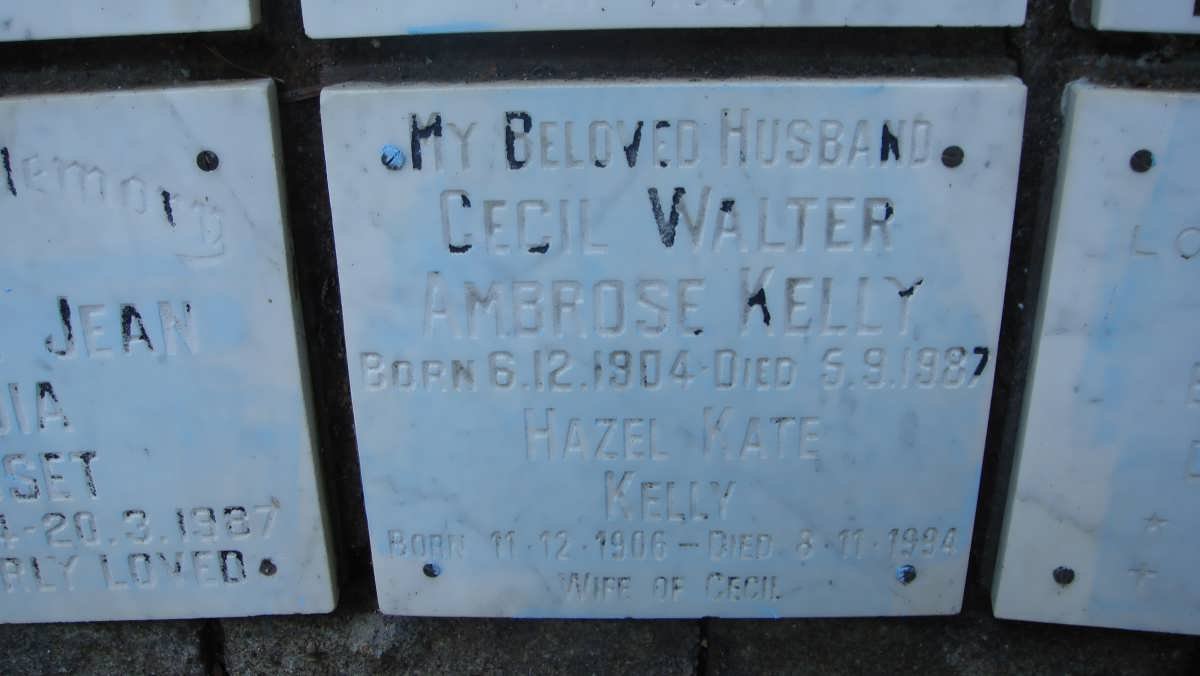 KELLY Cecil Walter Ambrose 1904-1987 &amp; Hazel Kate 1906-1994