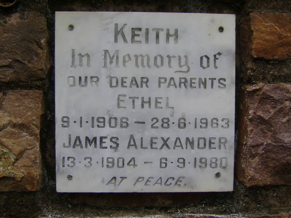 KEITH James Alexander 1904-1980 &amp; Ethel 1906-1963