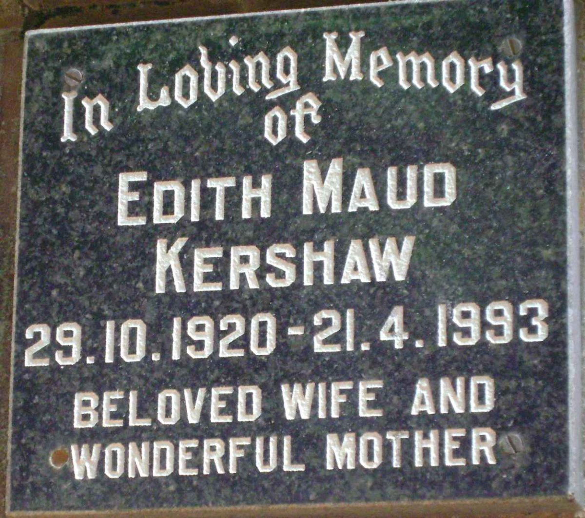 KERSHAW Edith Maud 1920-1993
