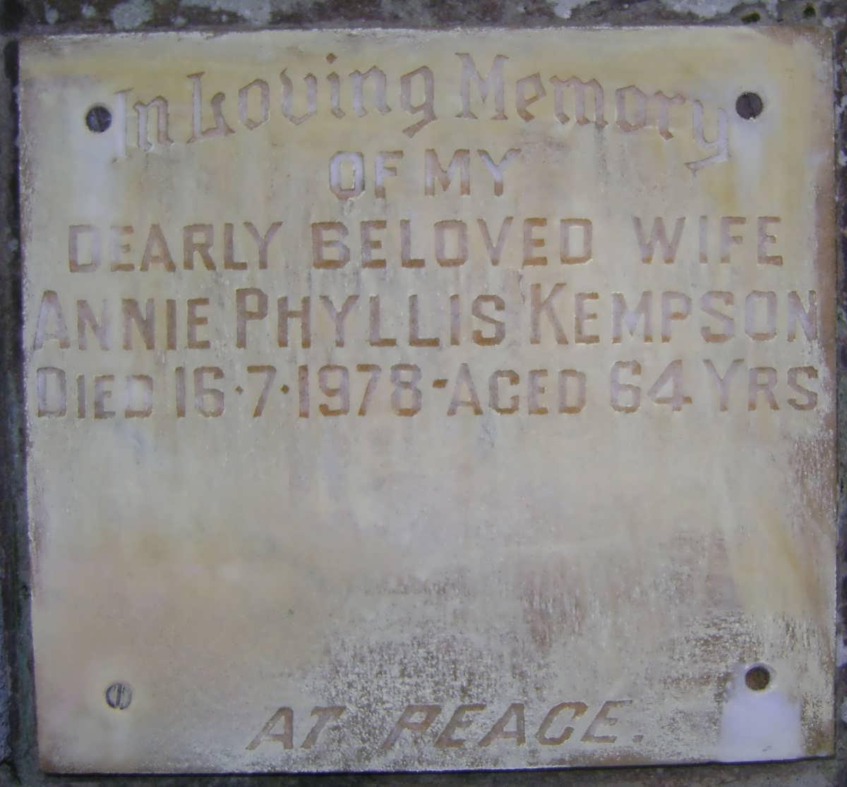 KEMPSON Annie Phyllis -1978