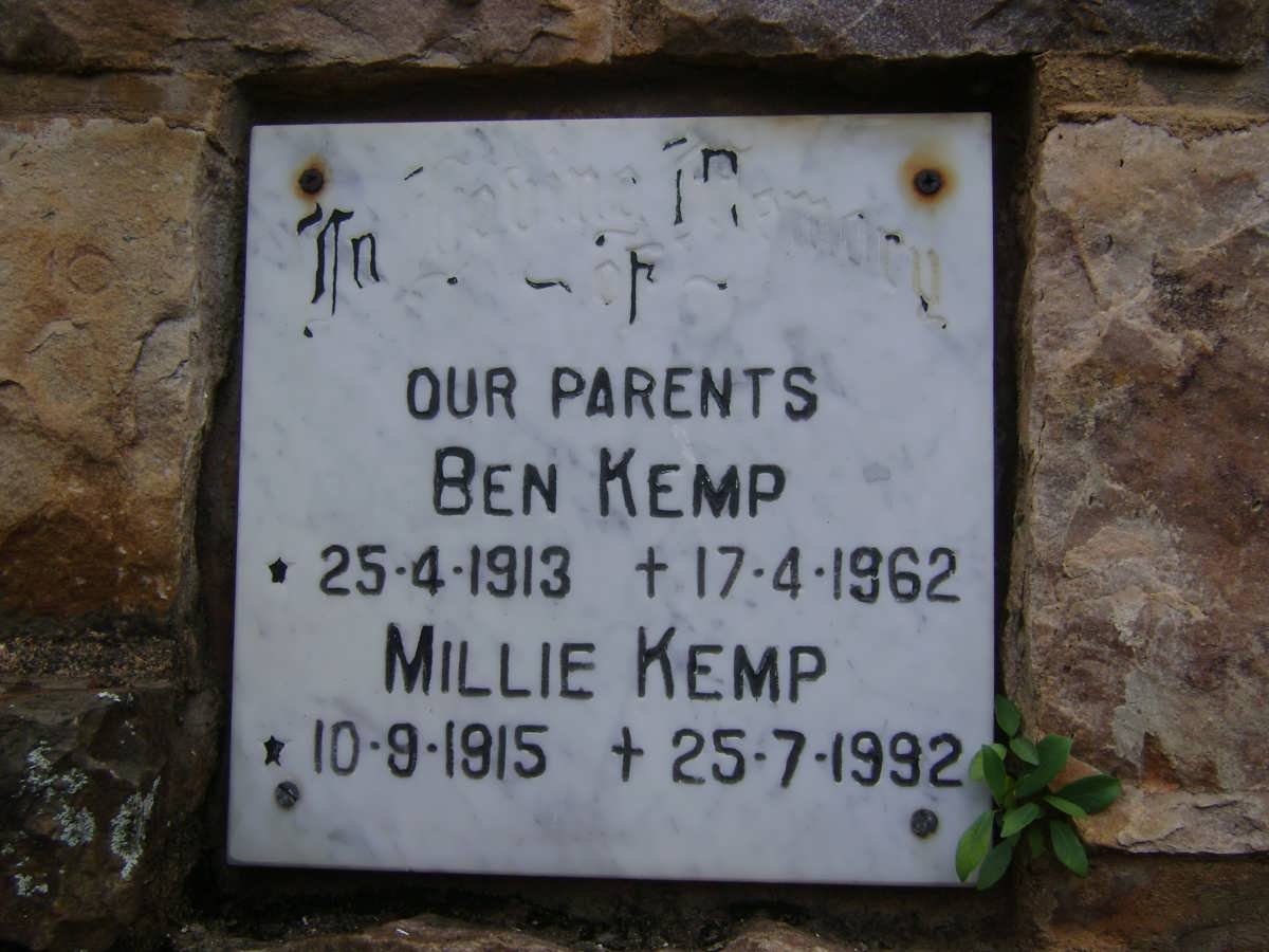 KEMP Ben 1913-1962 &amp; Millie 1915-1992