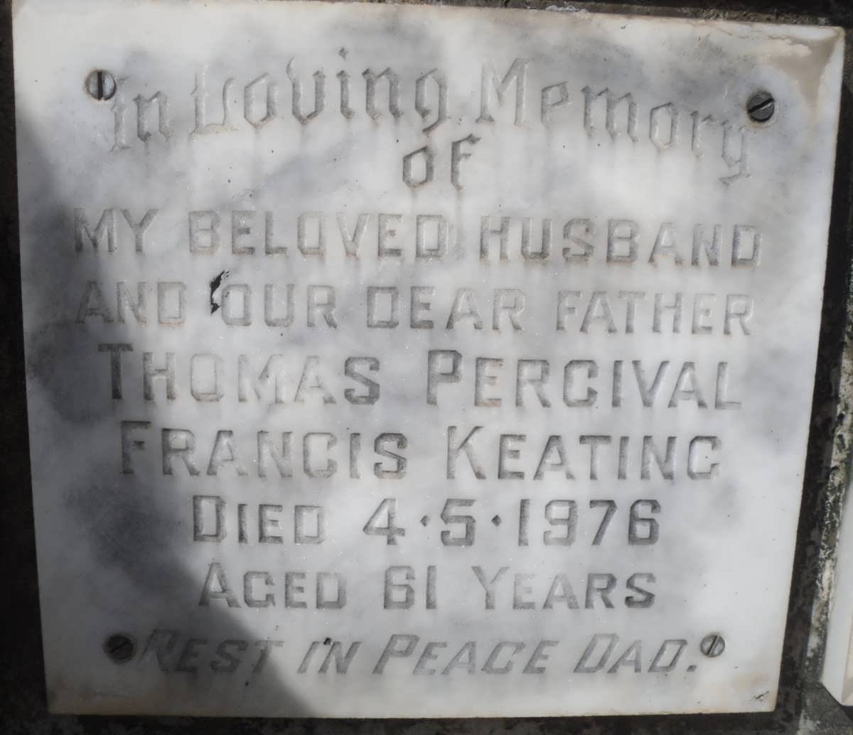 KEATING Thomas Percival Francis -1976