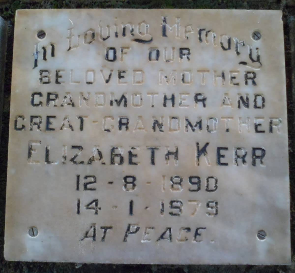 KERR Elizabeth 1890-1979