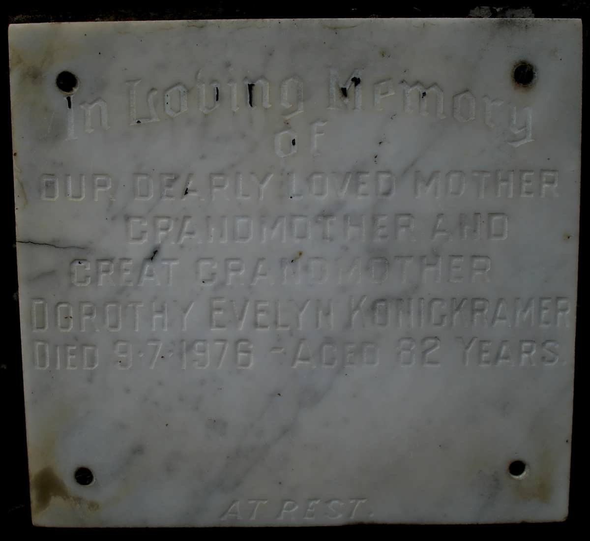 KONIGKRAMER Dorothy Evelyn -1976