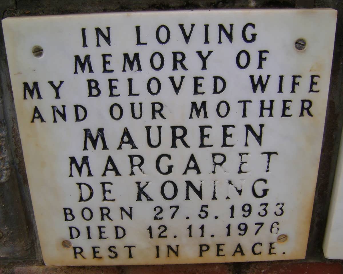 KONING Maureen Margaret, de 1933-1976
