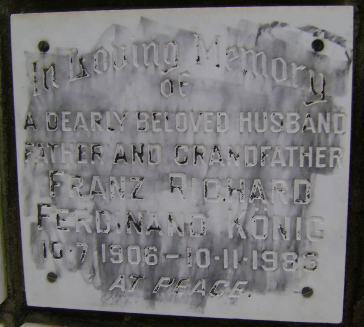 KONIG Franz Richard Ferdinand 1906-1983