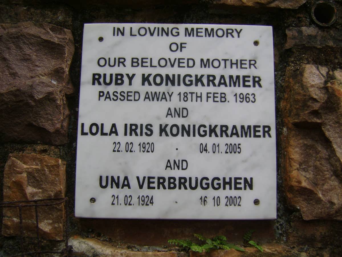 KONIGKRAMER Ruby -1963 :: KONIGKRAMER Lola Iris 1920-2005 :: VERBRUGGHEN Una 1924-2002