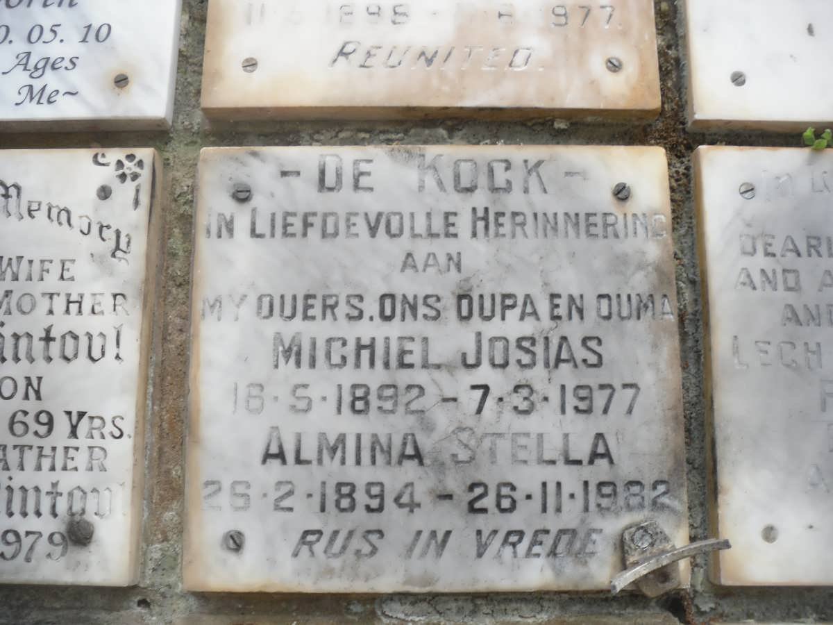 KOCK Michiel Josias, de 1892-1977 &amp; Almina Stella 1894-1982