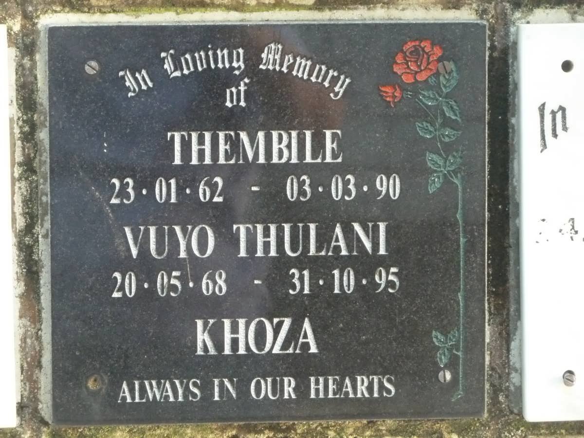 KHOZA Vuyo Thulani 1968-1995 &amp; Thembile 1962-1990