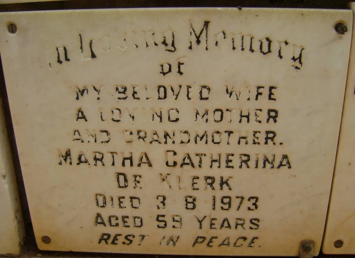 KLERK Martha Catherina, de -1973