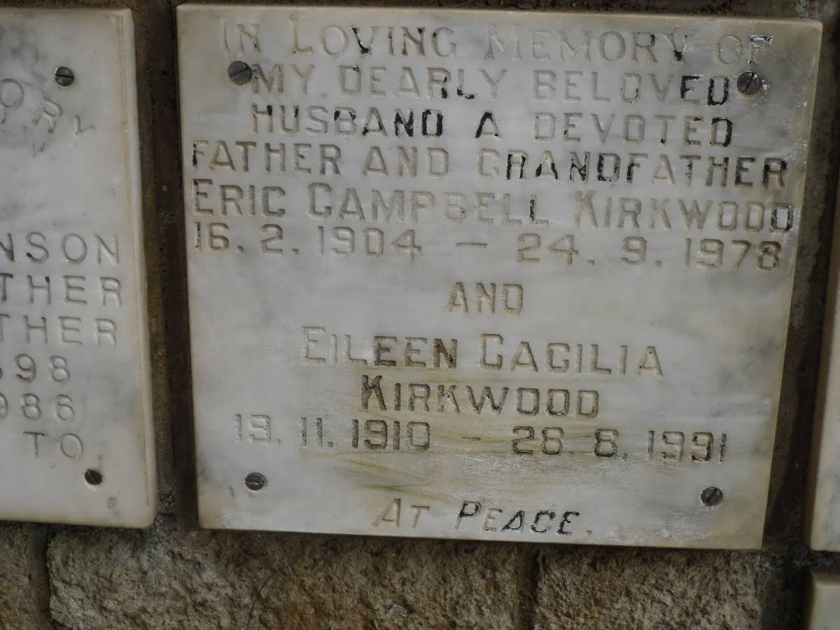 KIRKWOOD Eric Campbell 1904-1978 &amp; Eileen Gacilia 1910-1991