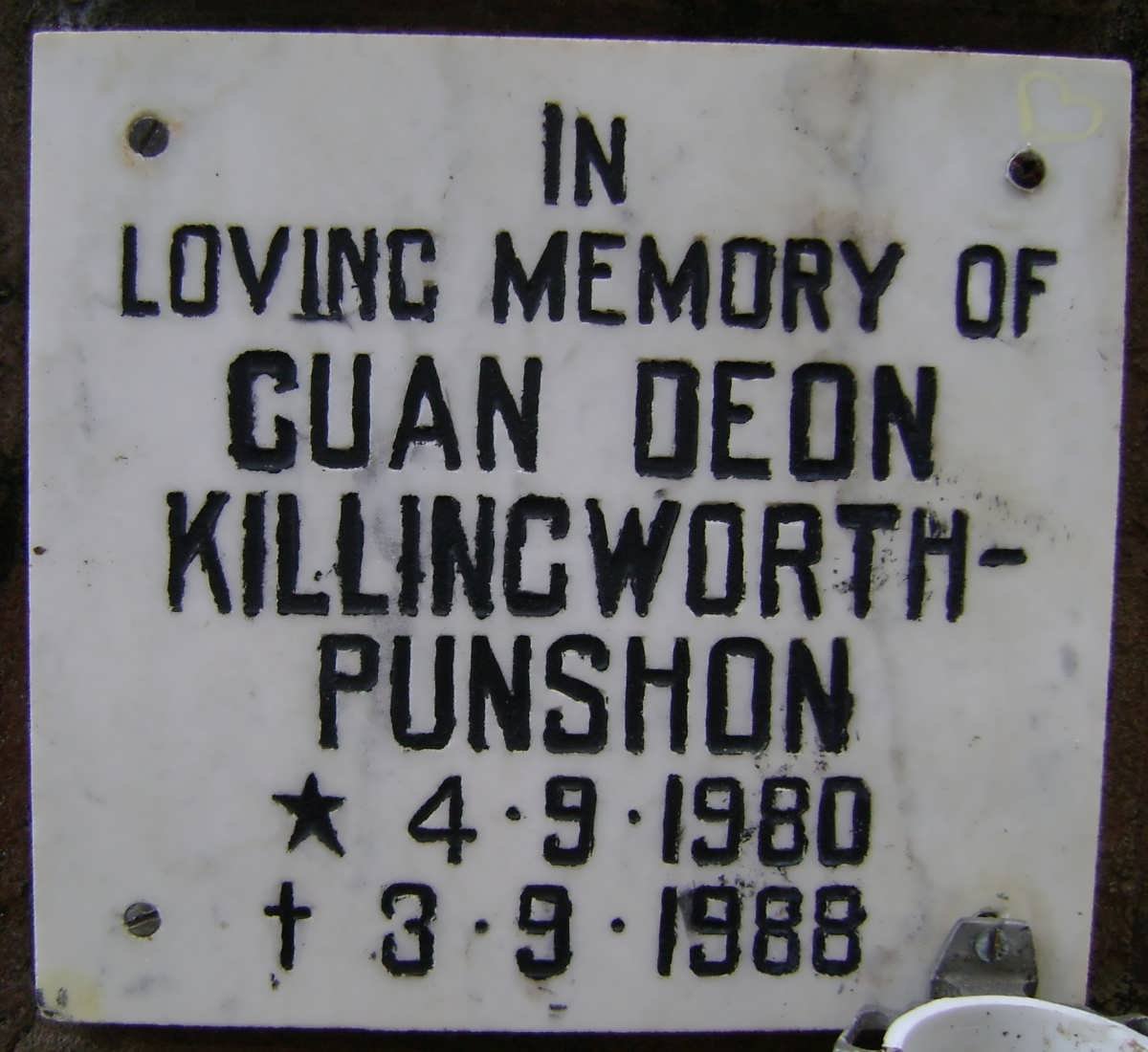 KILLINGWORTH-PUNSHON Cuan Deon 1980-1988