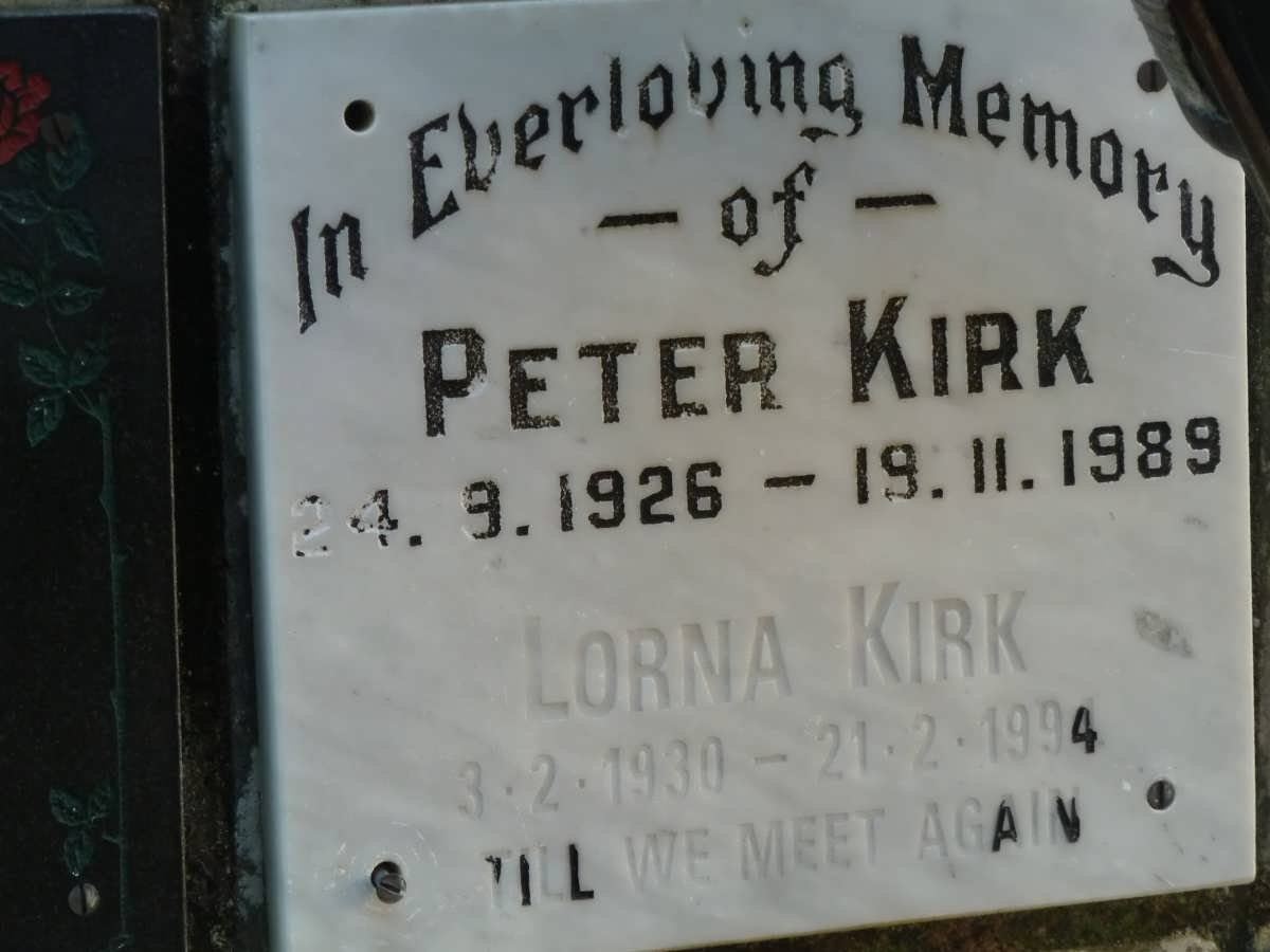KIRK Peter 1926-1989 &amp; Lorna 1930-1994