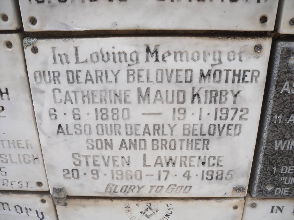 KIRBY Catherine Maud 1880-1972 :: KIRBY Steven Lawrence 1960-1985