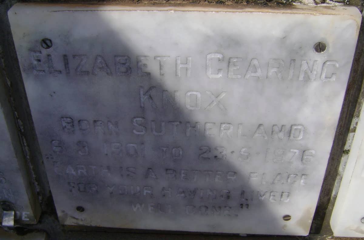 KNOX Elizabeth Gearing nee SUTHERLAND 1901-1976