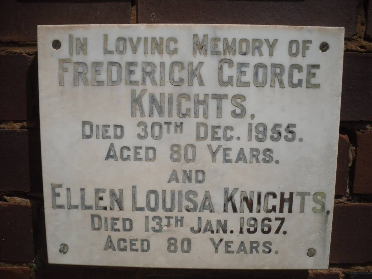 KNIGHTS Frederick George -1955 &amp; Ellen Louisa -1967