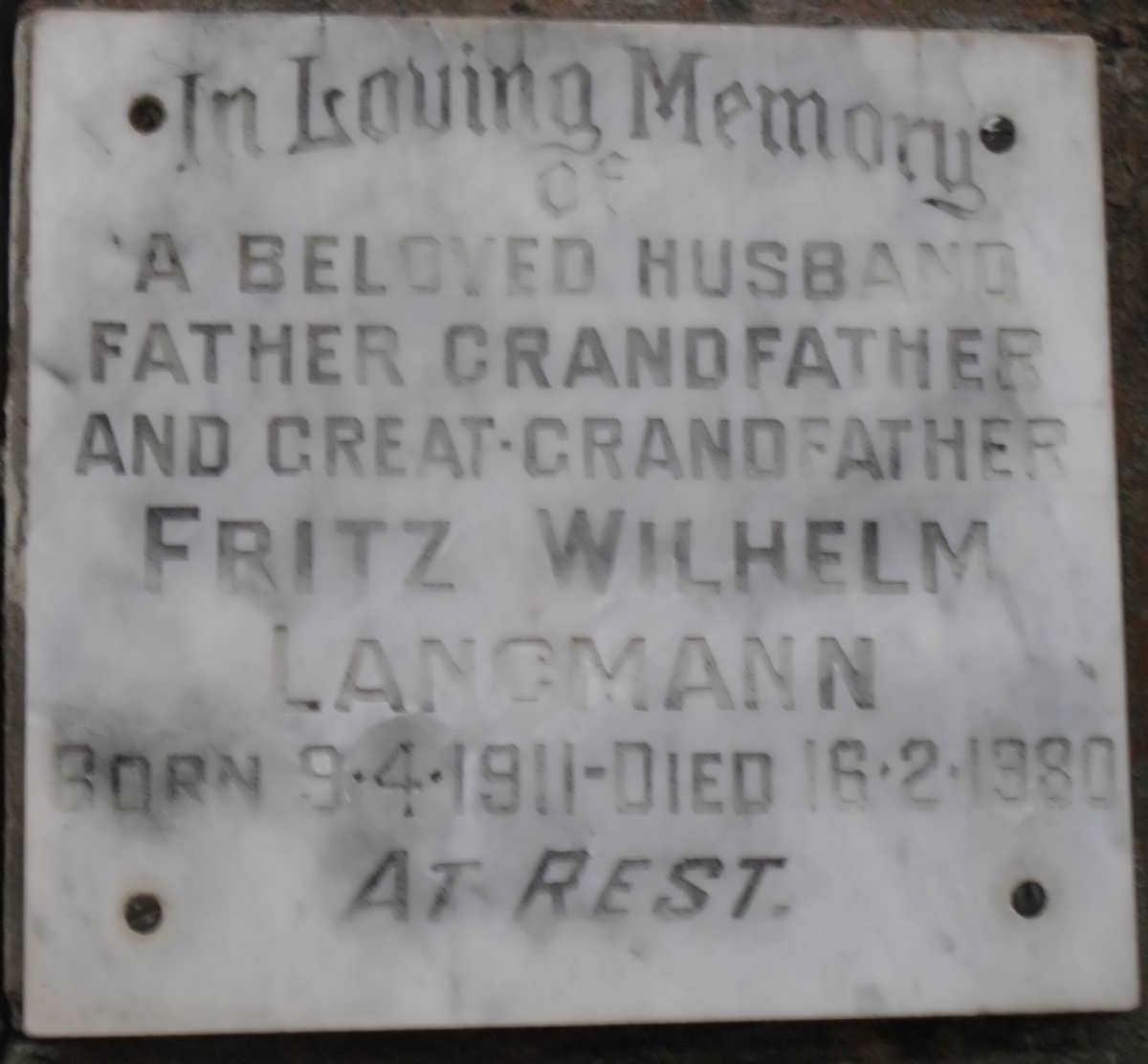 LANGMANN Fritz Wilhelm 1911-1980