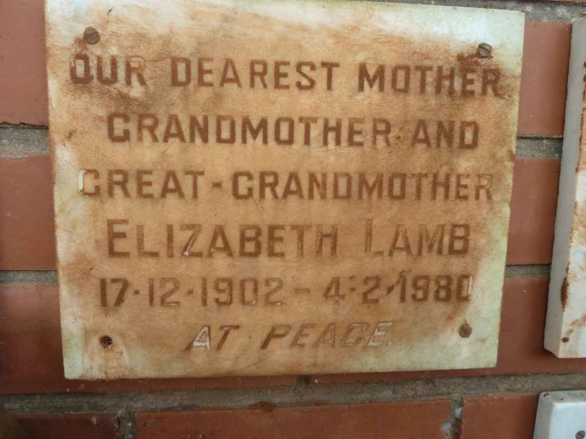 LAMB Elizabeth 1902-1980