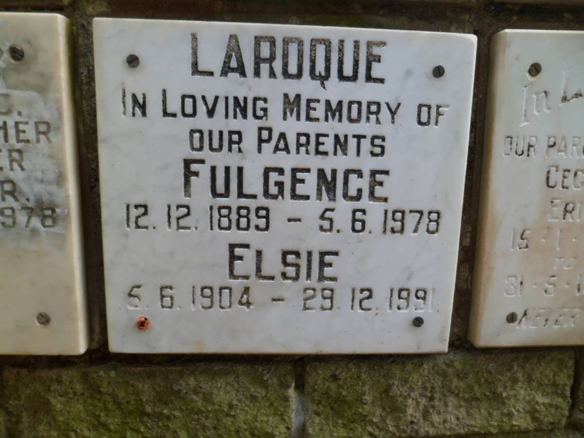 LAROQUE Fulgence 1899-1978 &amp; Elsie 1904-1991