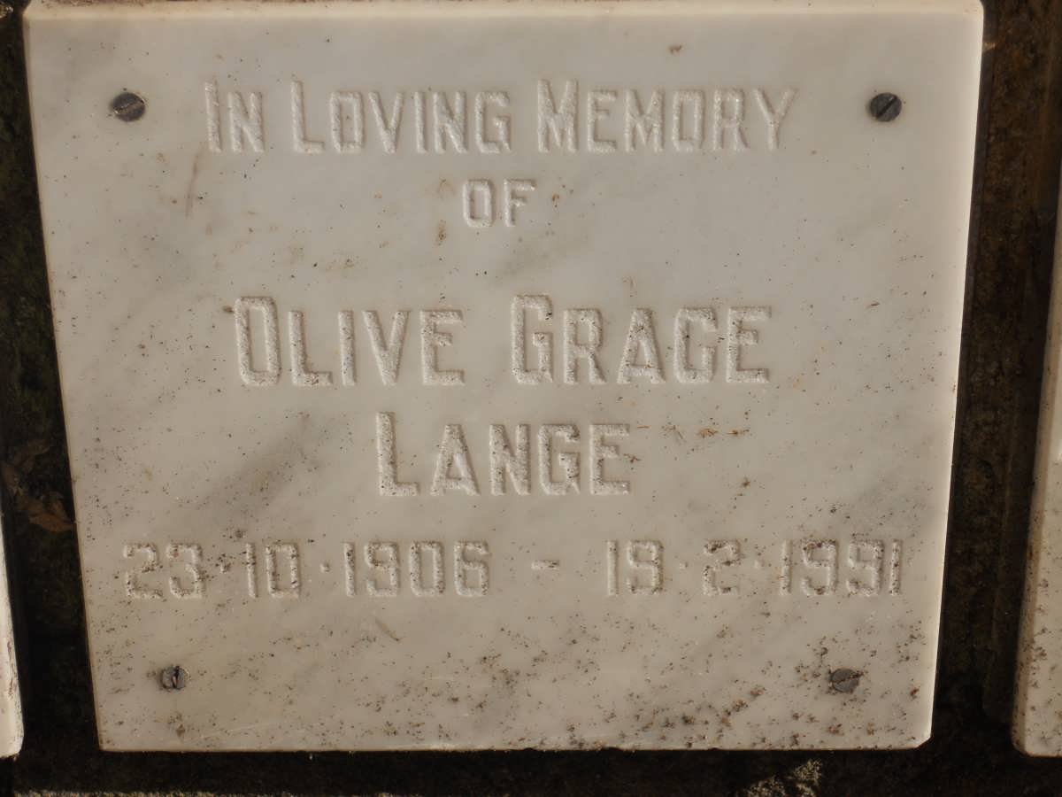 LANGE Olive Grace 1906-1991