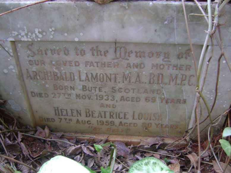 LAMONT Archibald -1933 &amp; Helen Beatrice Louisa -1959