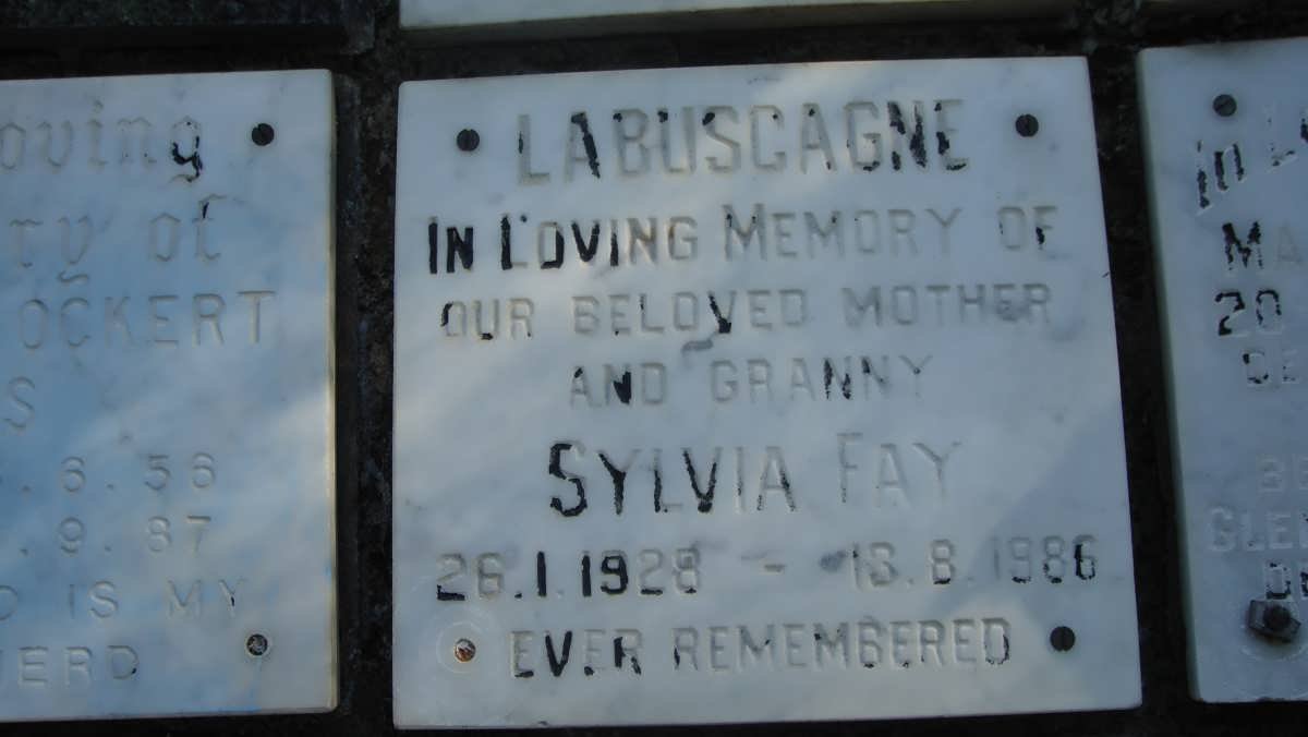 LABUSCAGNE Sylvia Fay 1928-1986