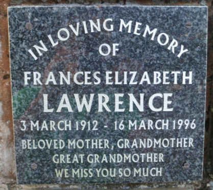 LAWRENCE Frances Elizabeth 1912-1996