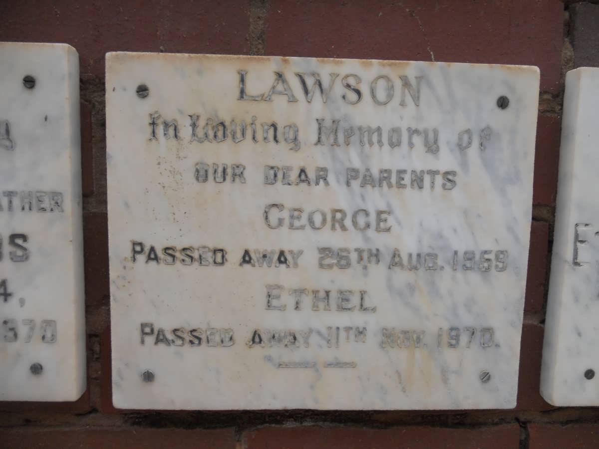 LAWSON George -1959 &amp; Ethel -1970
