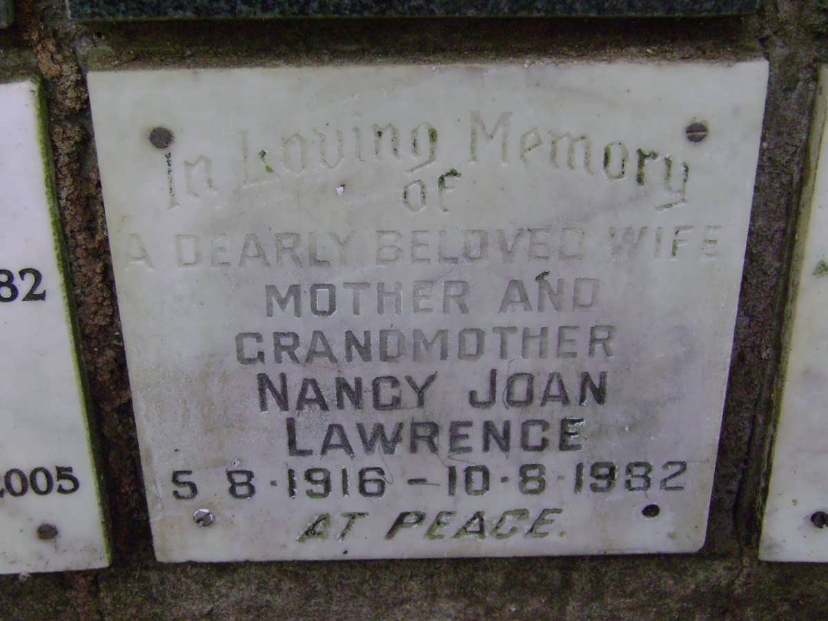 LAWRENCE Nancy Joan 1916-1982