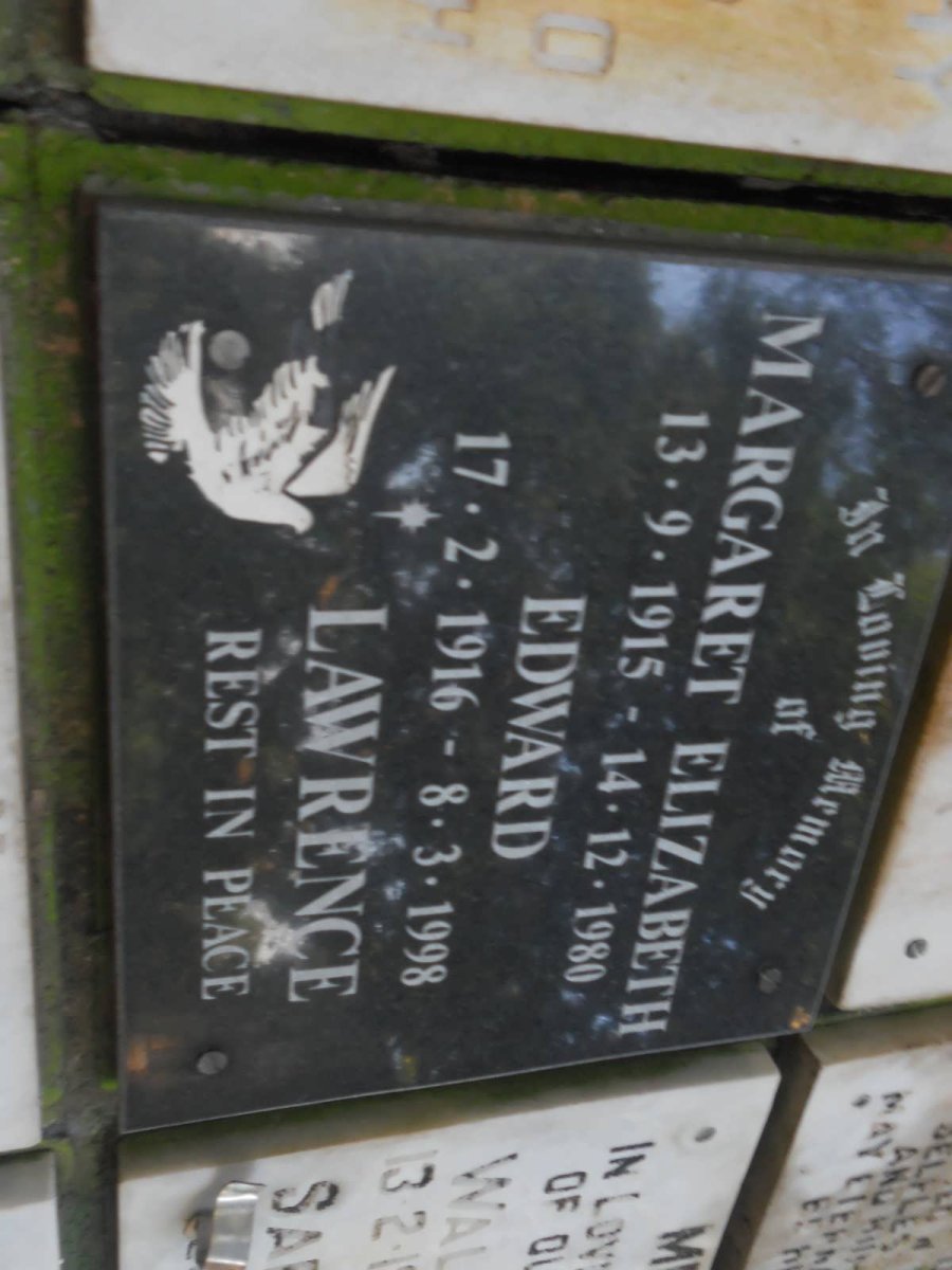 LAWRENCE Edward 1916-1998 &amp; Margaret Elizabeth 1915-1980