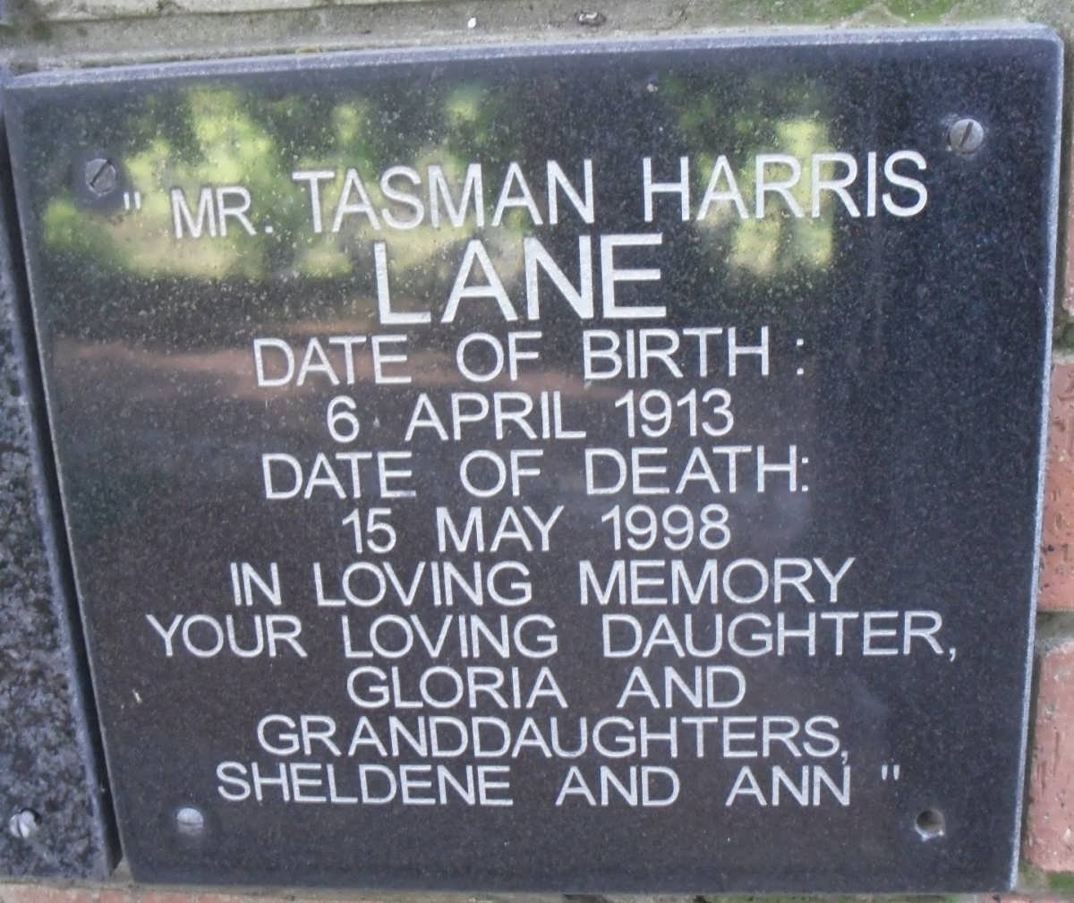 LANE Tasman Harris 1913-1998