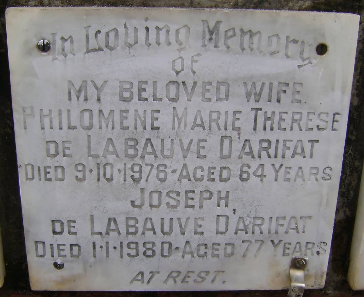 LABAUVE D'ARIFAT Joseph, de -1980 &amp; Philomene Marie Therese -1976