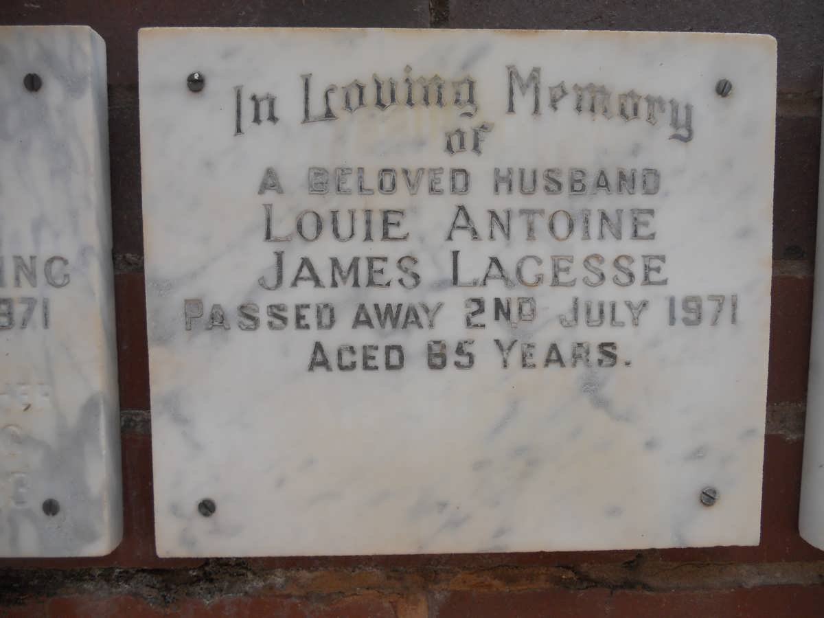 LAGESSE Louie Antoine James -1971