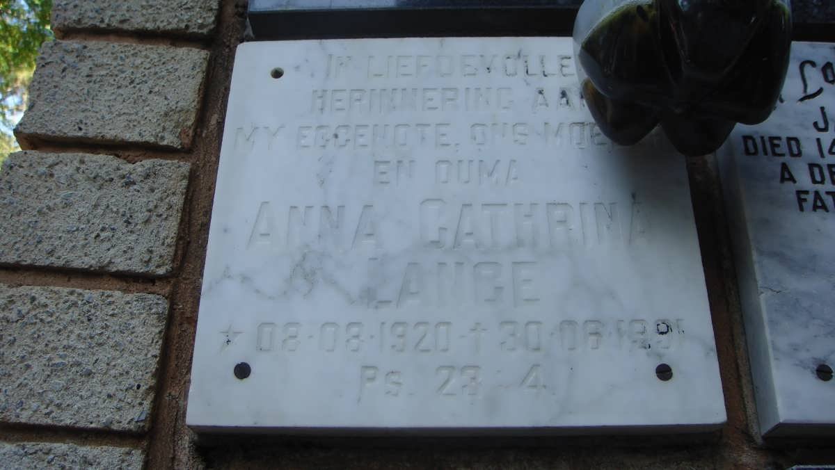 LANGE Anna Cathrina 1920-1991
