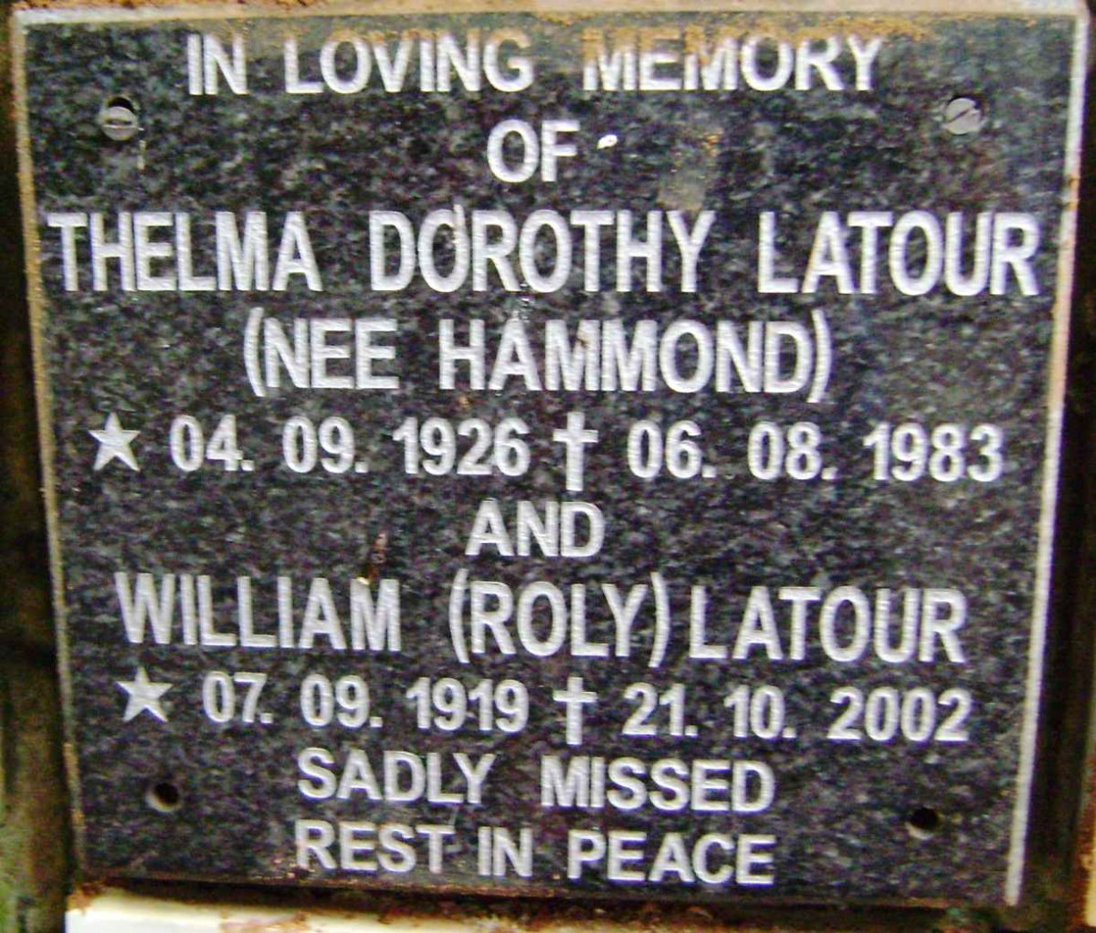 LATOUR William 1919-2002 &amp; Thelma Dorothy HAMMOND 1926-1983