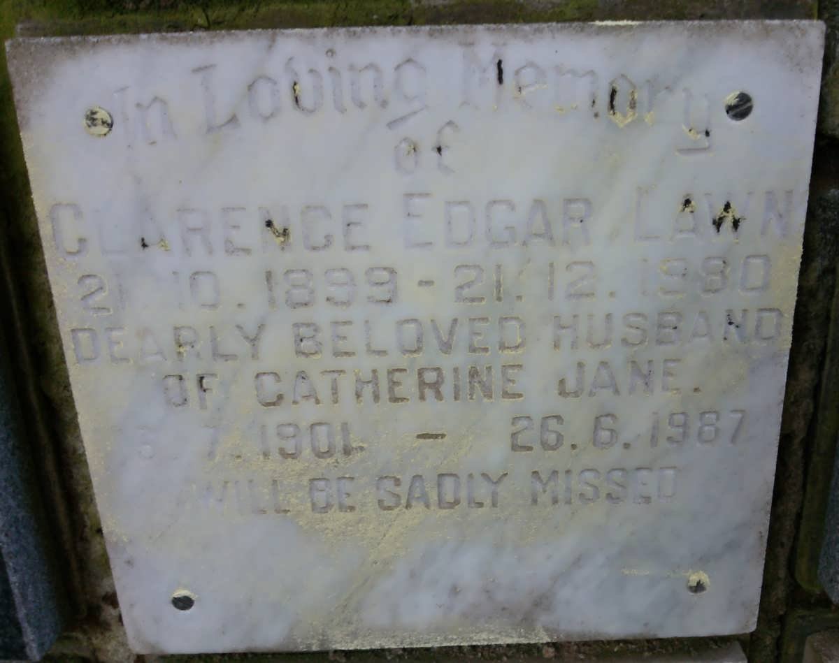 LAWN Clarence Edgar 1899-1990 &amp; Catherine Jane 1901-1987
