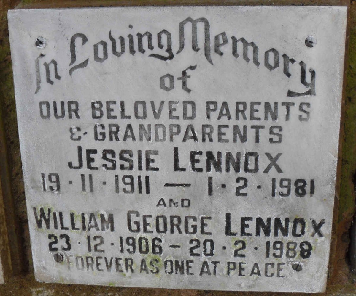 LENNOX William George 1906-1988 &amp; Jessie 1911-1981