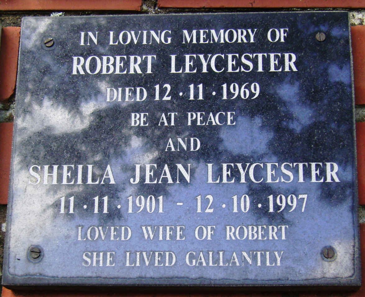LEYCESTER Robert -1969 &amp; Sheila Jean 1901-1997