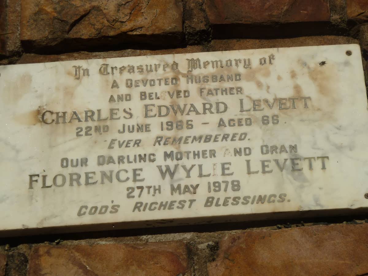 LEVETT Charles Edward -1965 &amp; Florence Wylie -1978