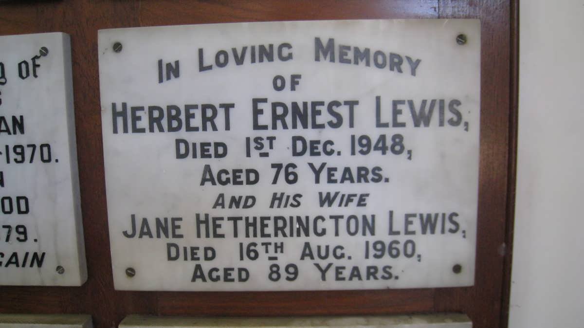 LEWIS Herbert Ernest -1948 &amp; Jane Hetherington  -1960