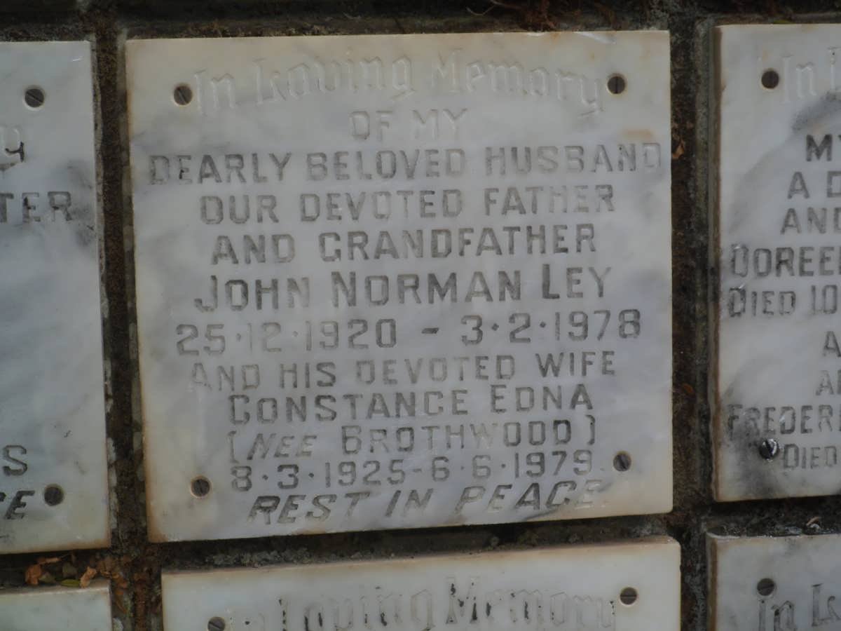 LEY John Norman 1920-1978 &amp; Constance Edna BROTHWOOD 1925-1979