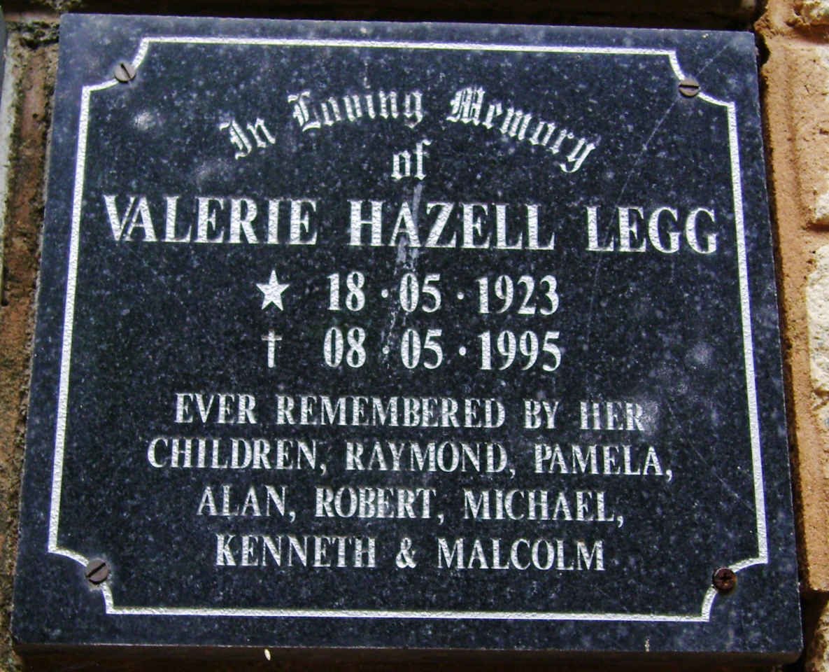 LEGG Valerie Hazell 1923-1995
