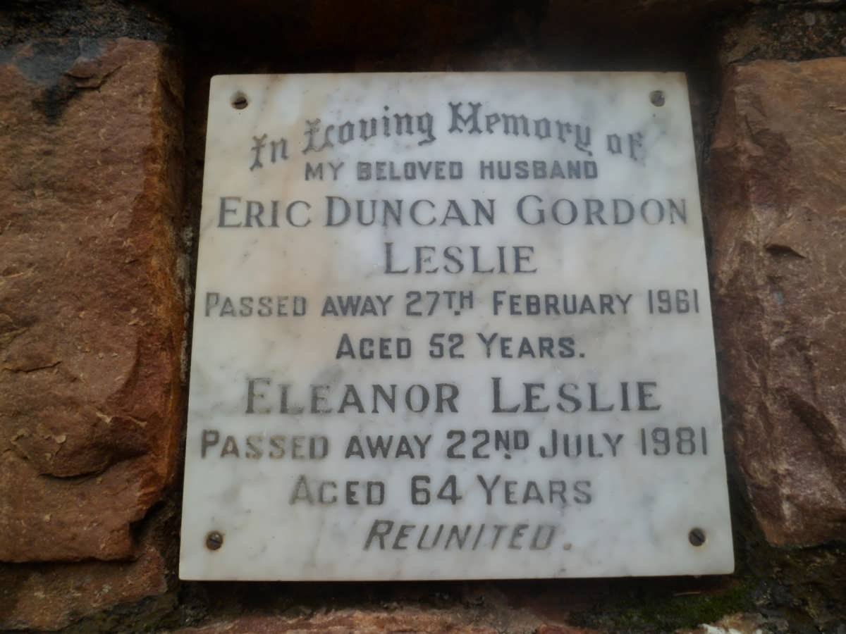 LESLIE Eric Duncan Gordon -1961 &amp; Eleanor -1981