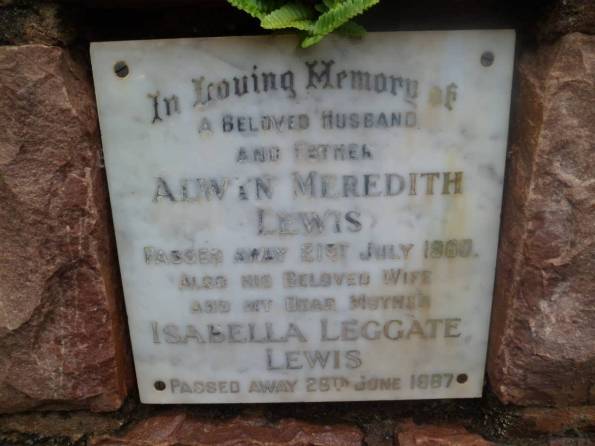 LEWIS Alwyn Meredith -1960 &amp; Isabella LEGGATE -1967